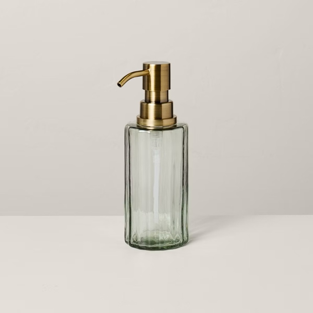 Fluted Glass Bathroom Soap Pump Light Green - Hearth & Hand™ with Magnolia